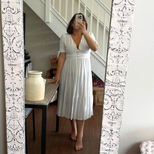 Altar'd State V Neck White Summer Dress NWT